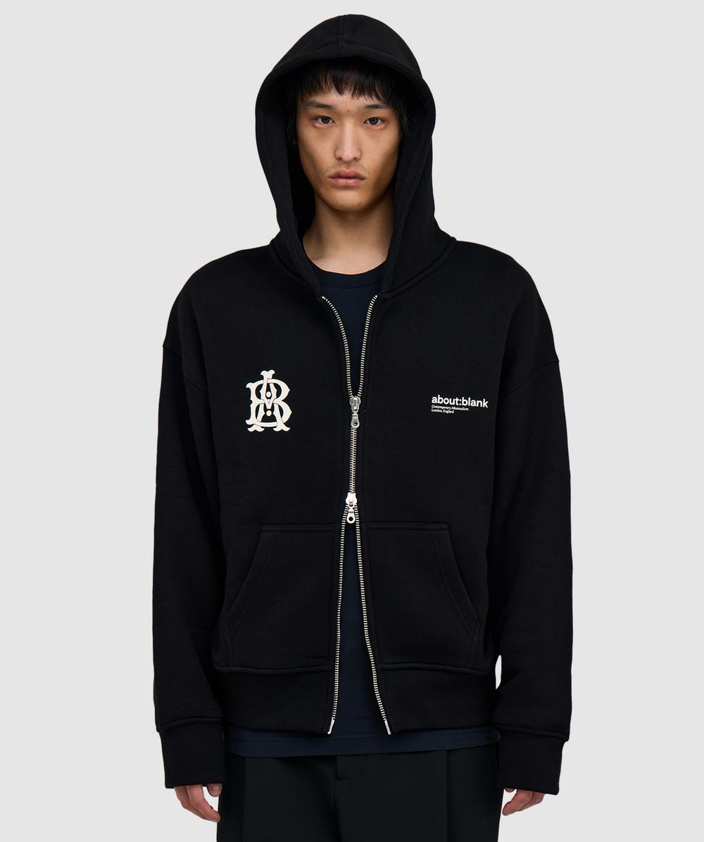about:blank Dual logo zip hoodie | BLACK/ECRU | SEVENSTORE