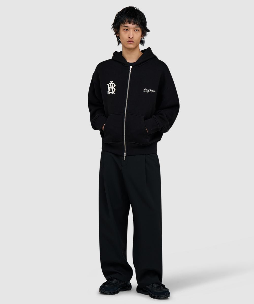 about:blank Dual logo zip hoodie | BLACK/ECRU | SEVENSTORE