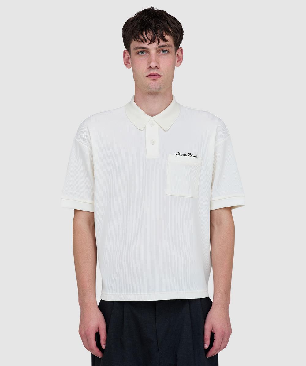 Aboutblank About:blank Script Polo Shirt In White
