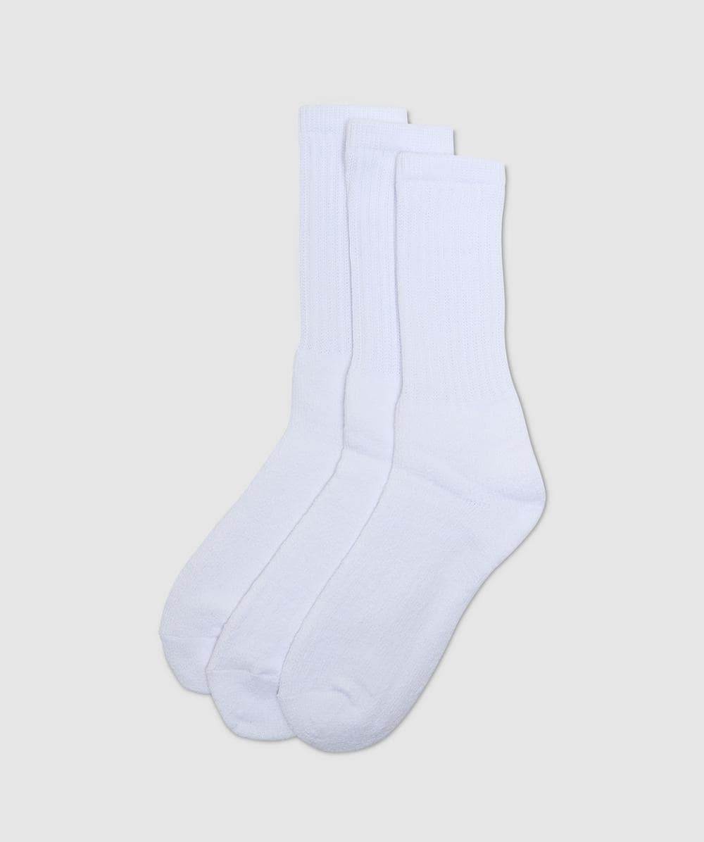 HealthKnit 3 Pack Plain Crew Sock (White - One Size) - Size ONE SIZE, Unisex