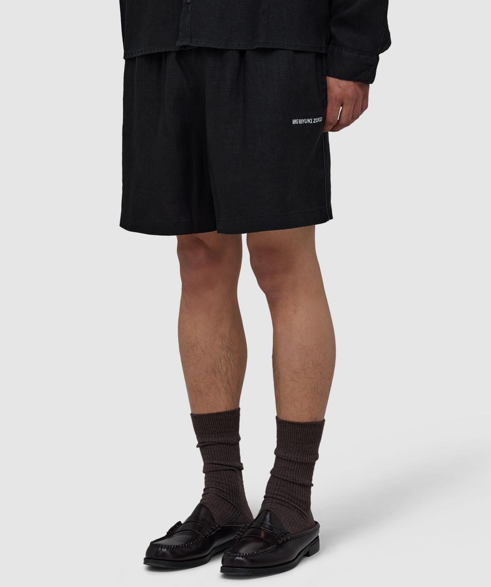 MKI MIYUKI ZOKU Linen wide leg short | BLACK | SEVENSTORE