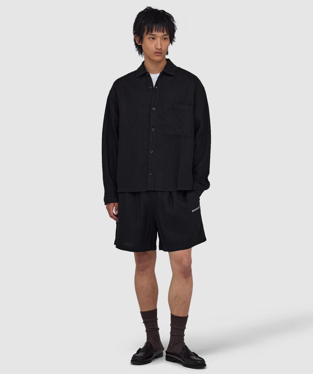 MKI MIYUKI ZOKU Linen wide leg short | BLACK | SEVENSTORE