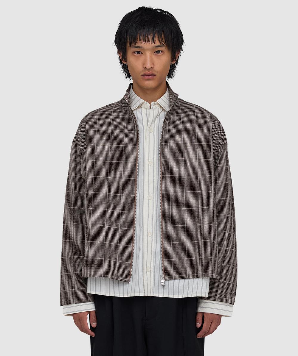 ruru...♡@無言取引◎Coco check jacket MKI MIYUKI ZOKU Seersucker check track jacket | BROWN | SEVENSTORE