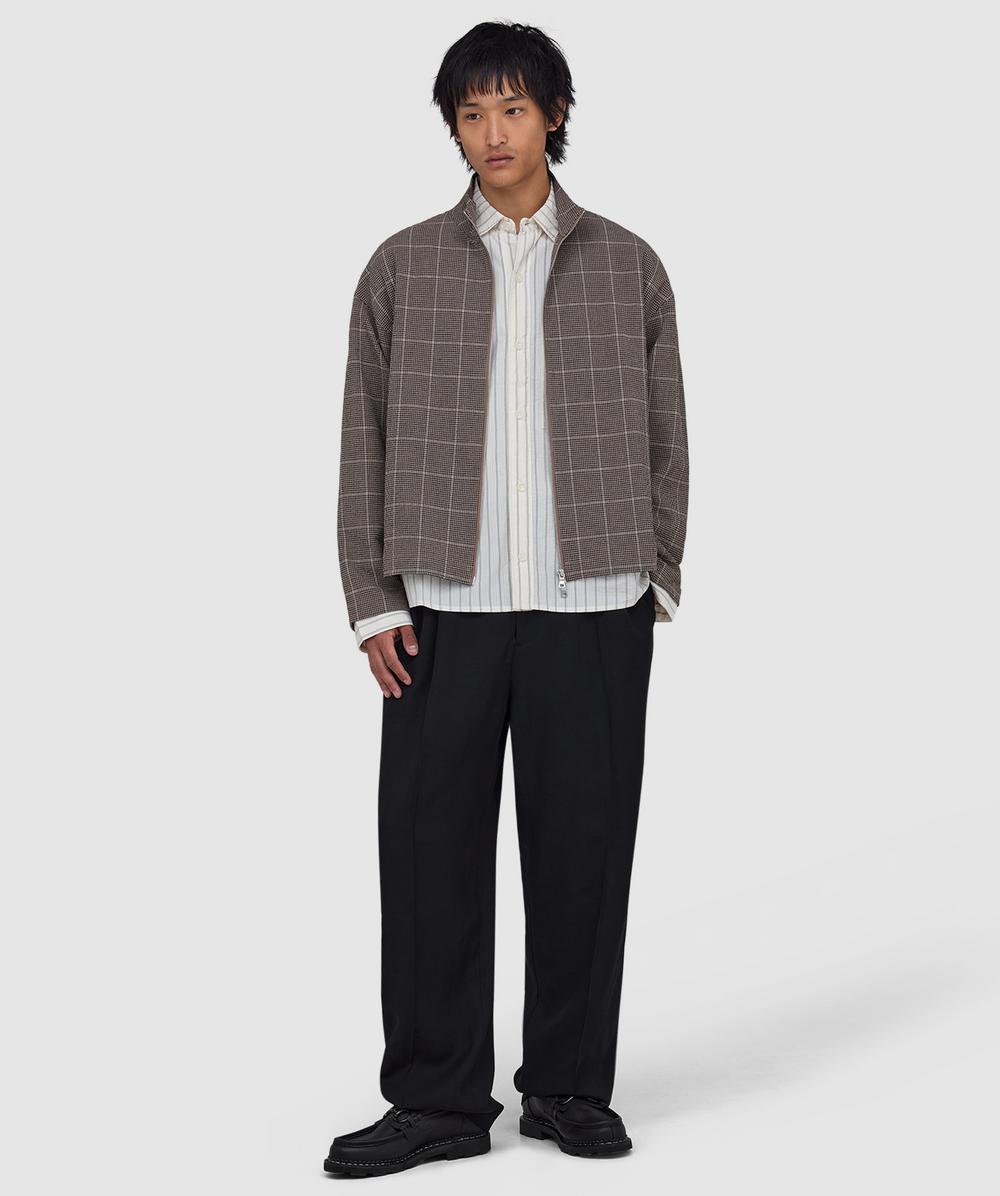 MKI MIYUKI ZOKU Seersucker check track jacket | BROWN | SEVENSTORE