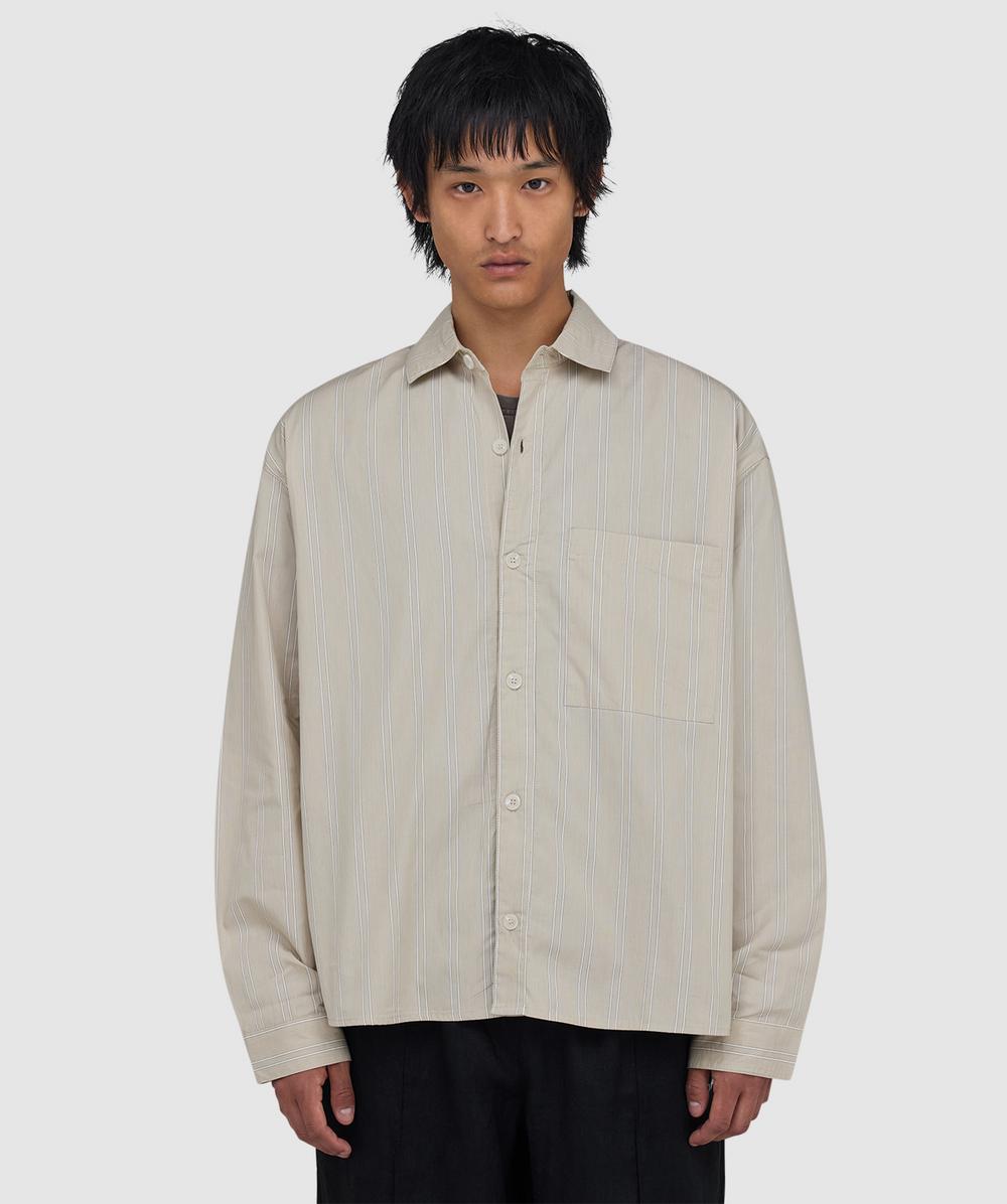 MKI MIYUKI ZOKU Poplin Stripe Box Dress Shirt (Light Sage - L) - Size L, Male