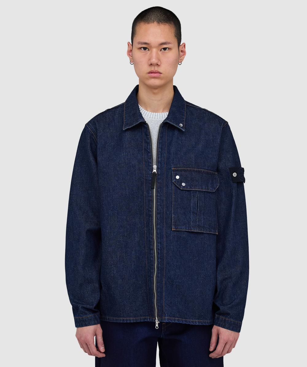 Stone Island Denim Research Indigo denim-rinsed overshirt | BLUE