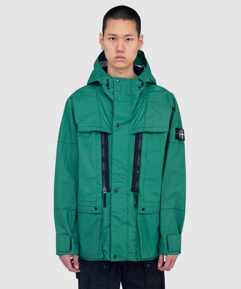 Stone Island Metal Lamina Ripstop Heat Reactive Short Parka Jacket (Malachite - Xl) - Size XL, Male