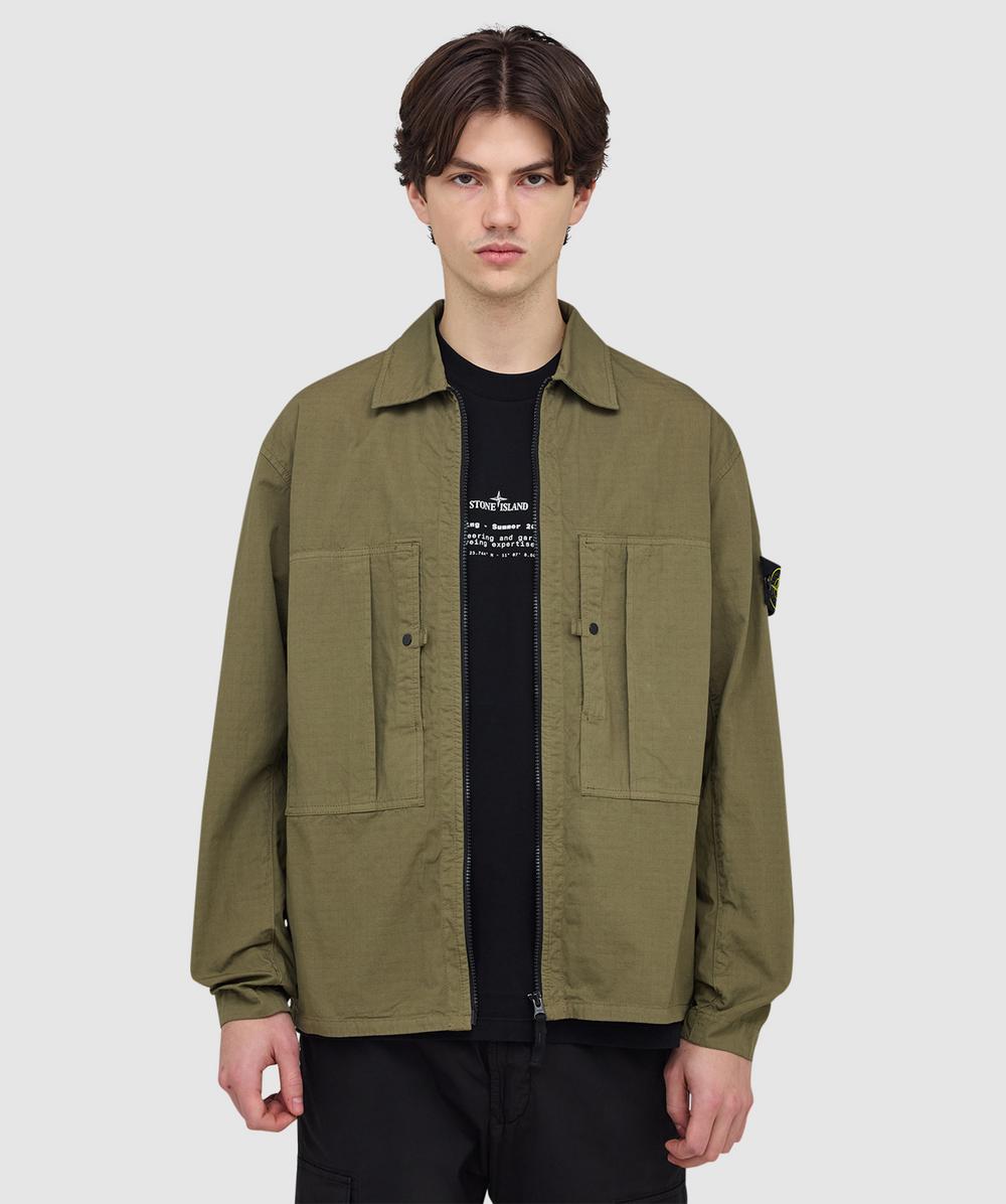 Stone Island Mercerised ripstop overshirt | MILITARY GREEN