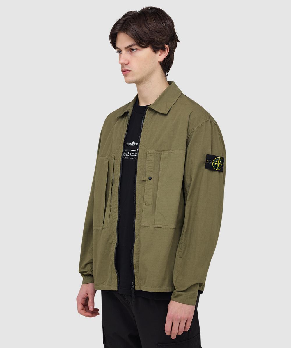 STONE  OVERSHIRT ミリタリーシャツ Stone Island Mercerised ripstop overshirt | MILITARY GREEN