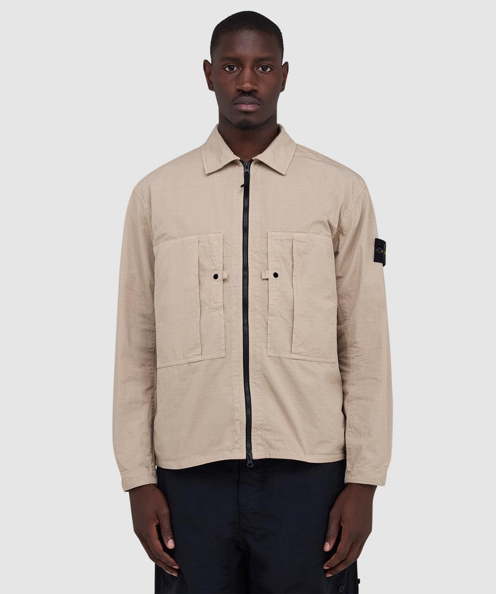 Stone Island Mercerised ripstop overshirt | DESERT | SEVENSTORE