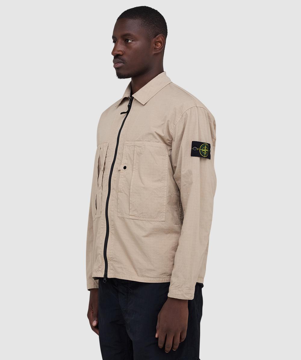 Stone Island Mercerised ripstop overshirt | DESERT | SEVENSTORE