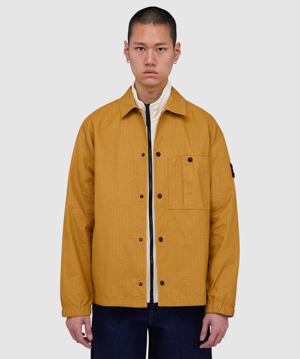 Stone Island Double-Coated Cotton Washed Overshirt (Mustard - L) - Size L, Male