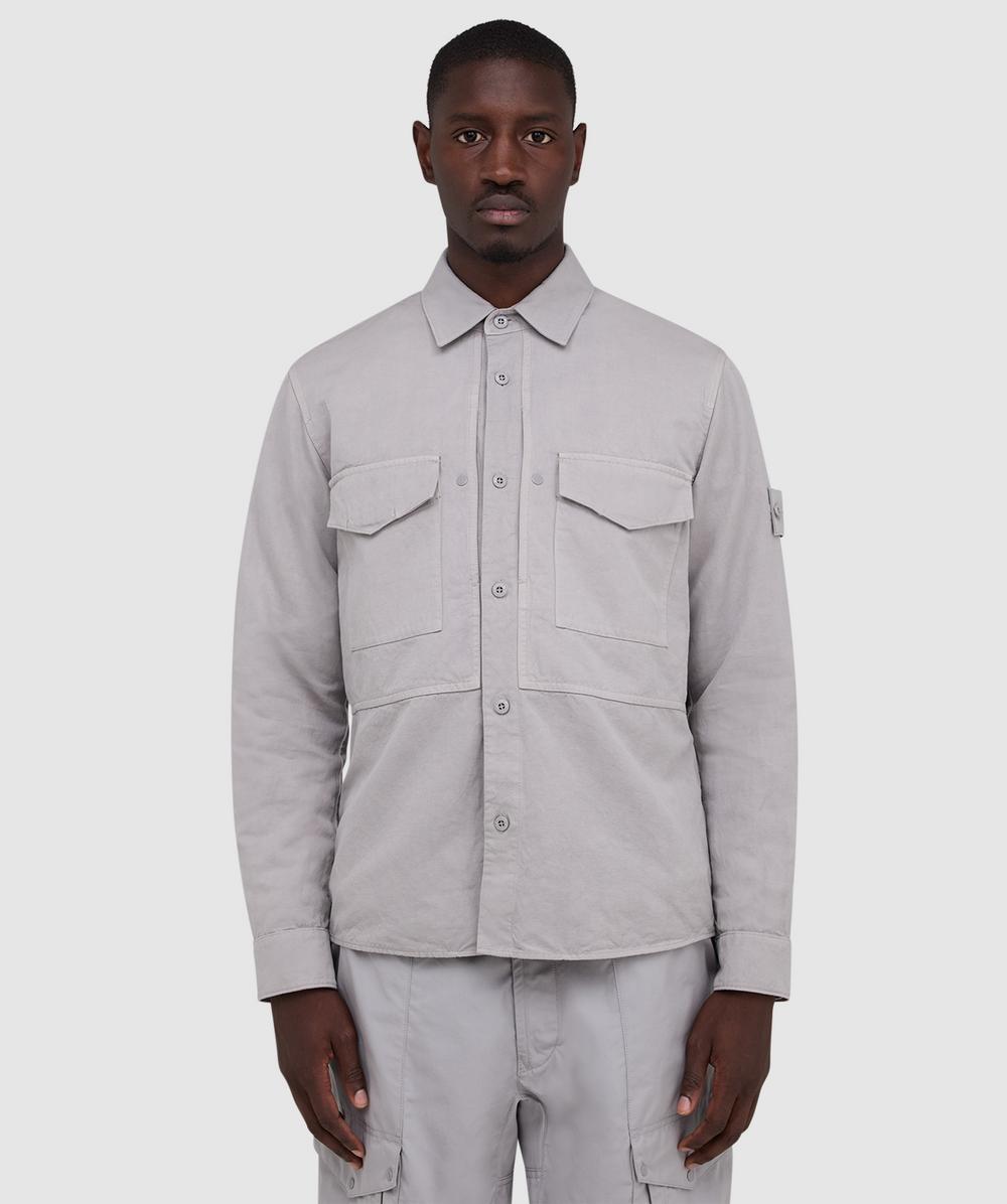 Stone Island Cotton Linen Canvas Ghost Shirt (Dust - Xxl) - Size XXL, Male