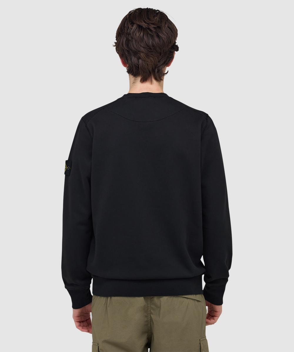 Stone Island Organic cotton fleece garment dyed sweatshirt | BLACK