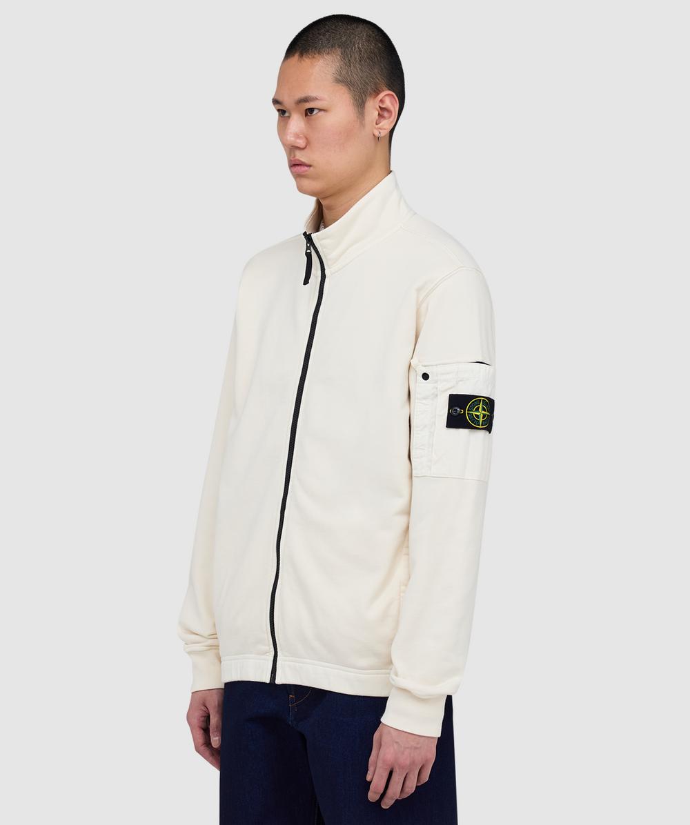 Stone Island Cotton fleece pocket zip cardigan | IVORY | SEVENSTORE