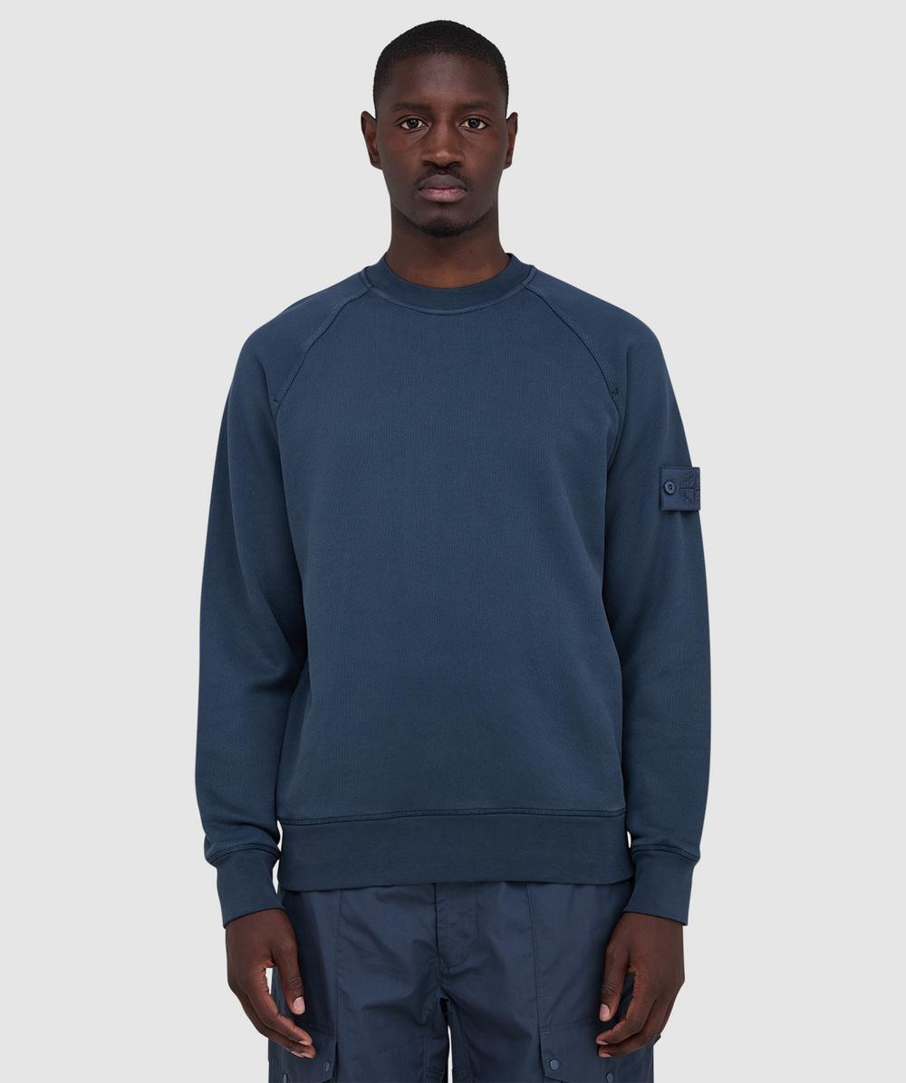 Stone Island Ghost Heavy Organic Cotton Sweatshirt In Blue