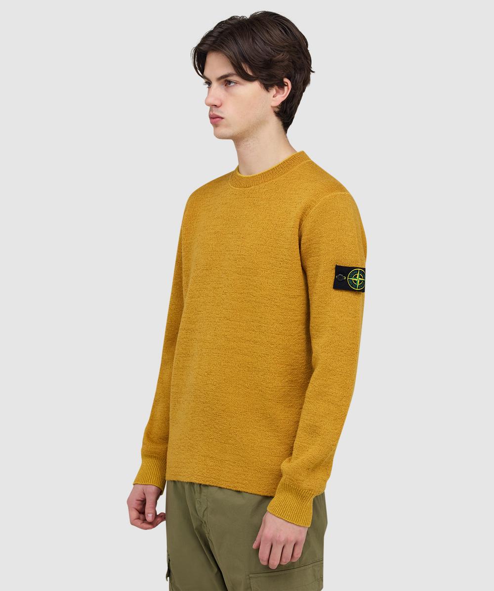 Stone Island Rubberised wool and cotton double sweater | MUSTARD