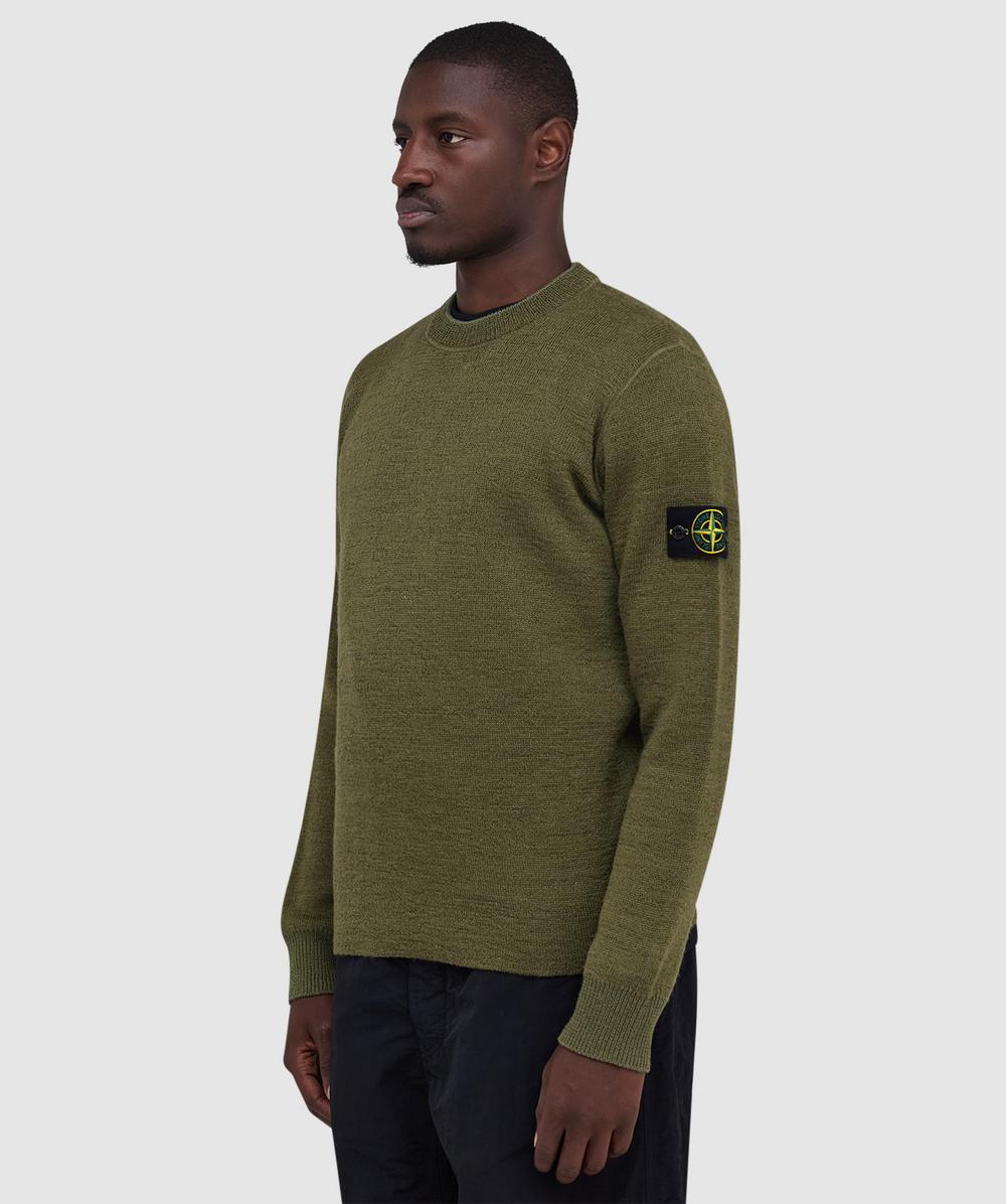 Stone Island Rubberised wool and cotton double sweater | MILITARY