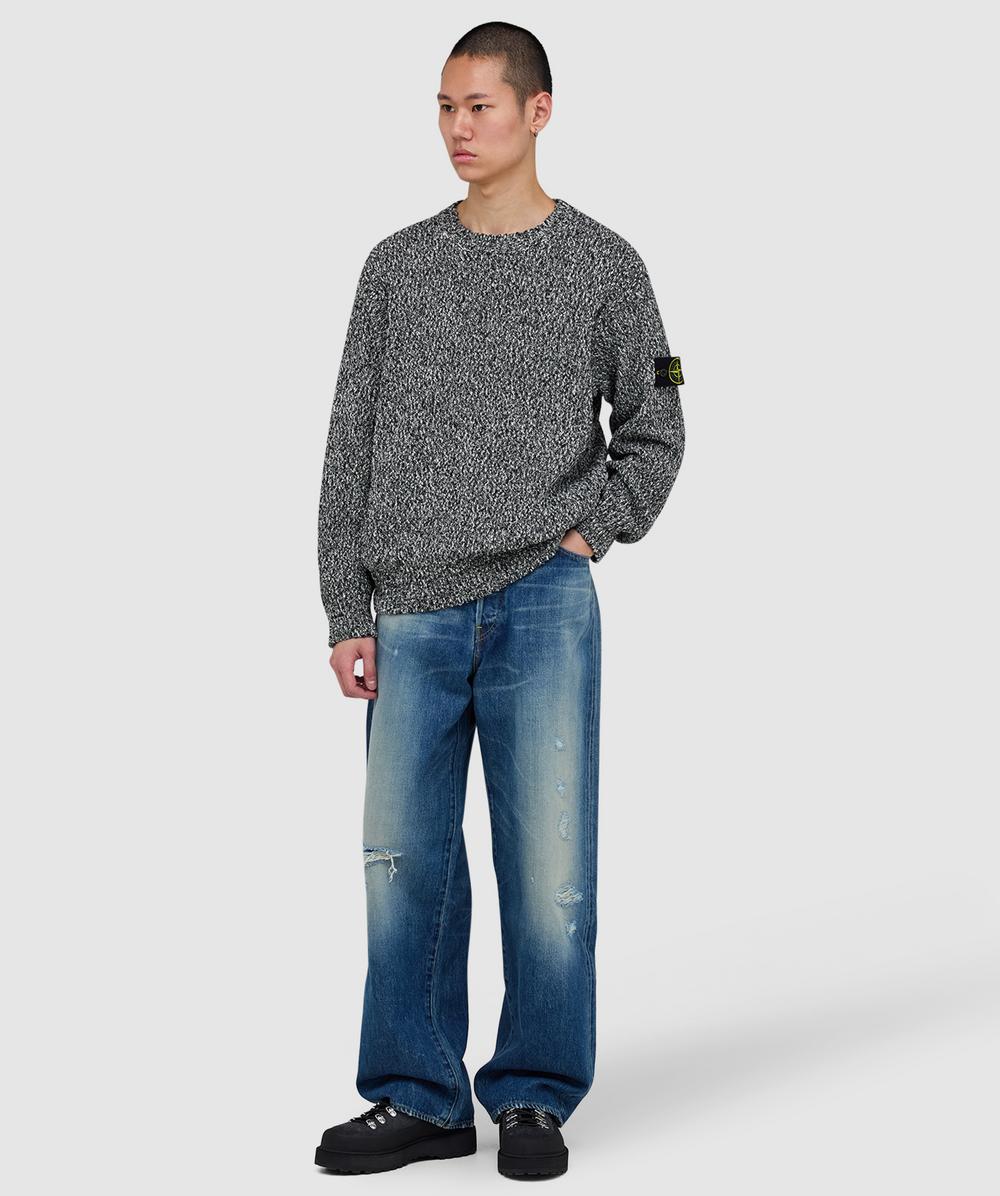 Stone Island Speckled cotton crewneck jumper | BLACK MELANGE