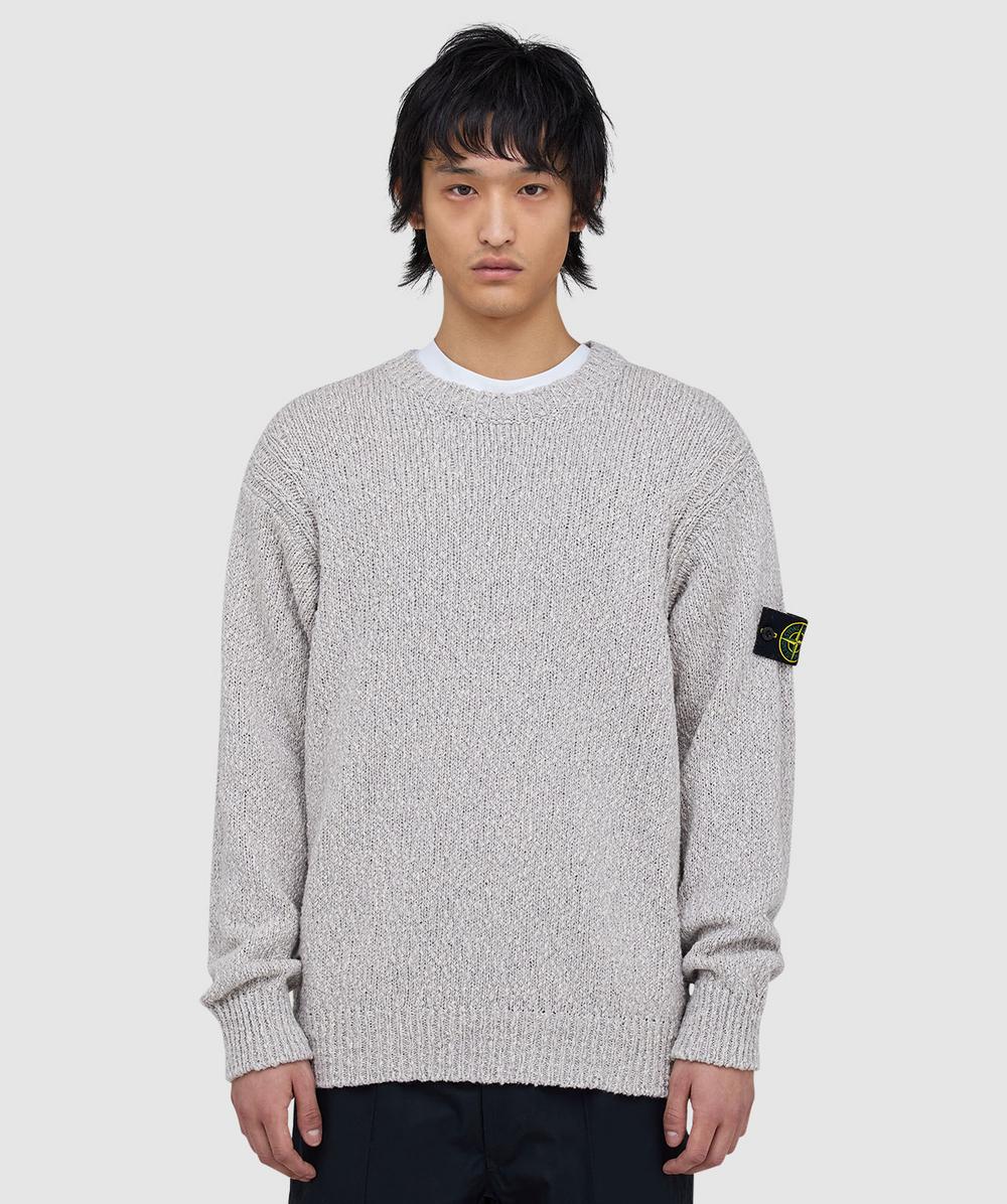 stone  SPECKLED COTTON ニット セーター Stone Island Speckled cotton crewneck sweater | MELANGE PEARL GREY