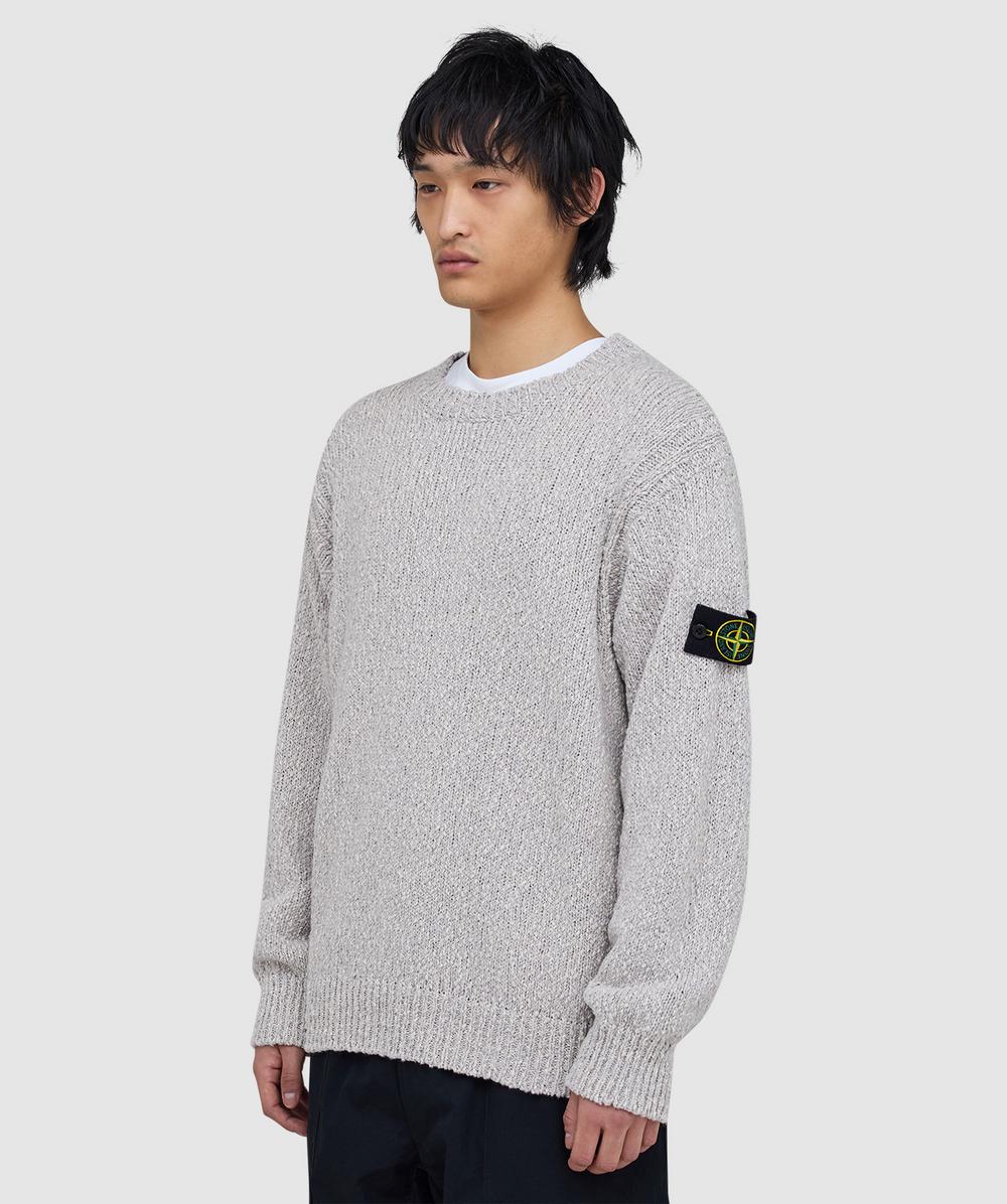 stone  SPECKLED COTTON ニット セーター Stone Island Speckled cotton crewneck sweater | MELANGE PEARL GREY