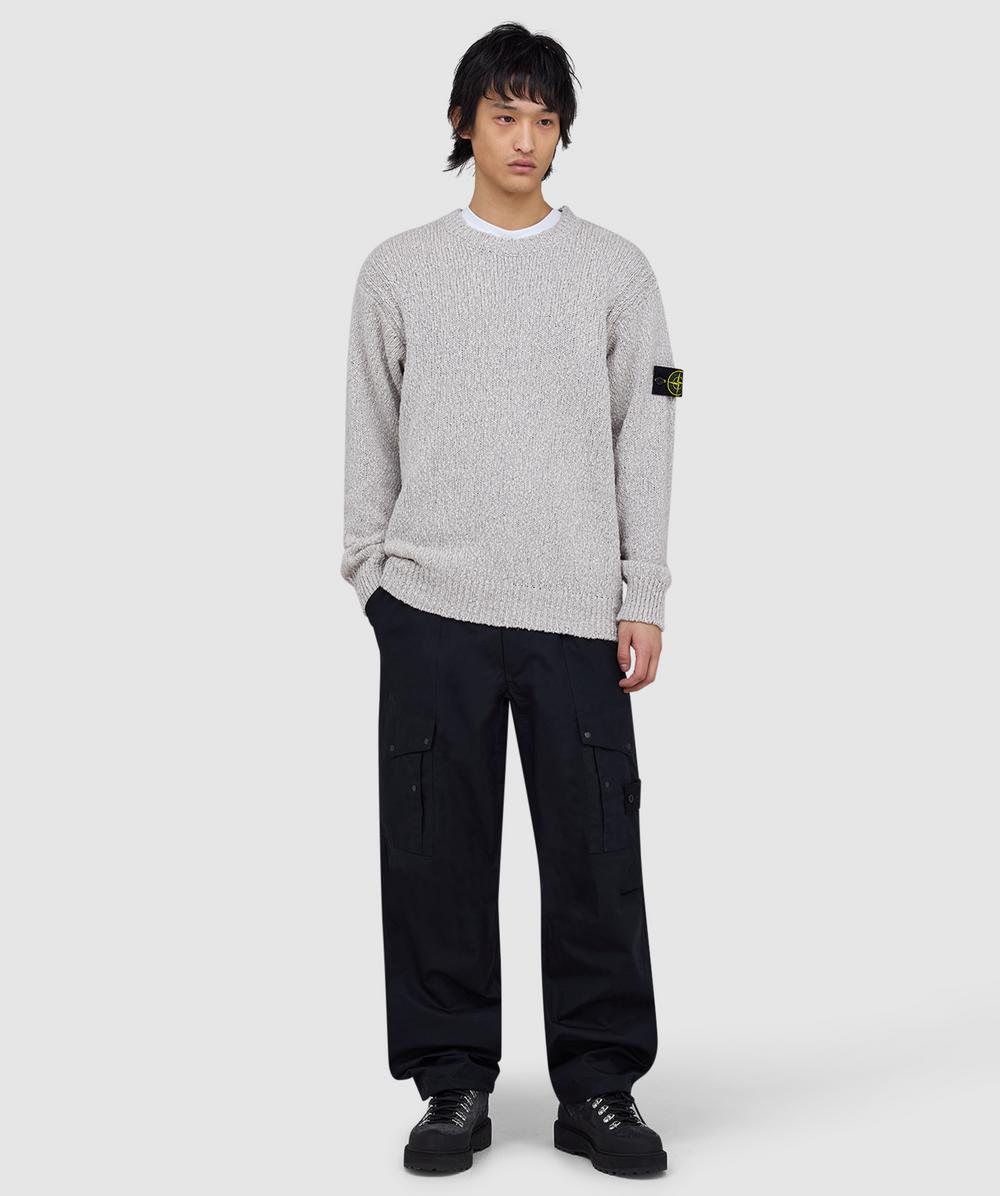 Stone Island Speckled cotton crewneck sweater | MELANGE PEARL GREY