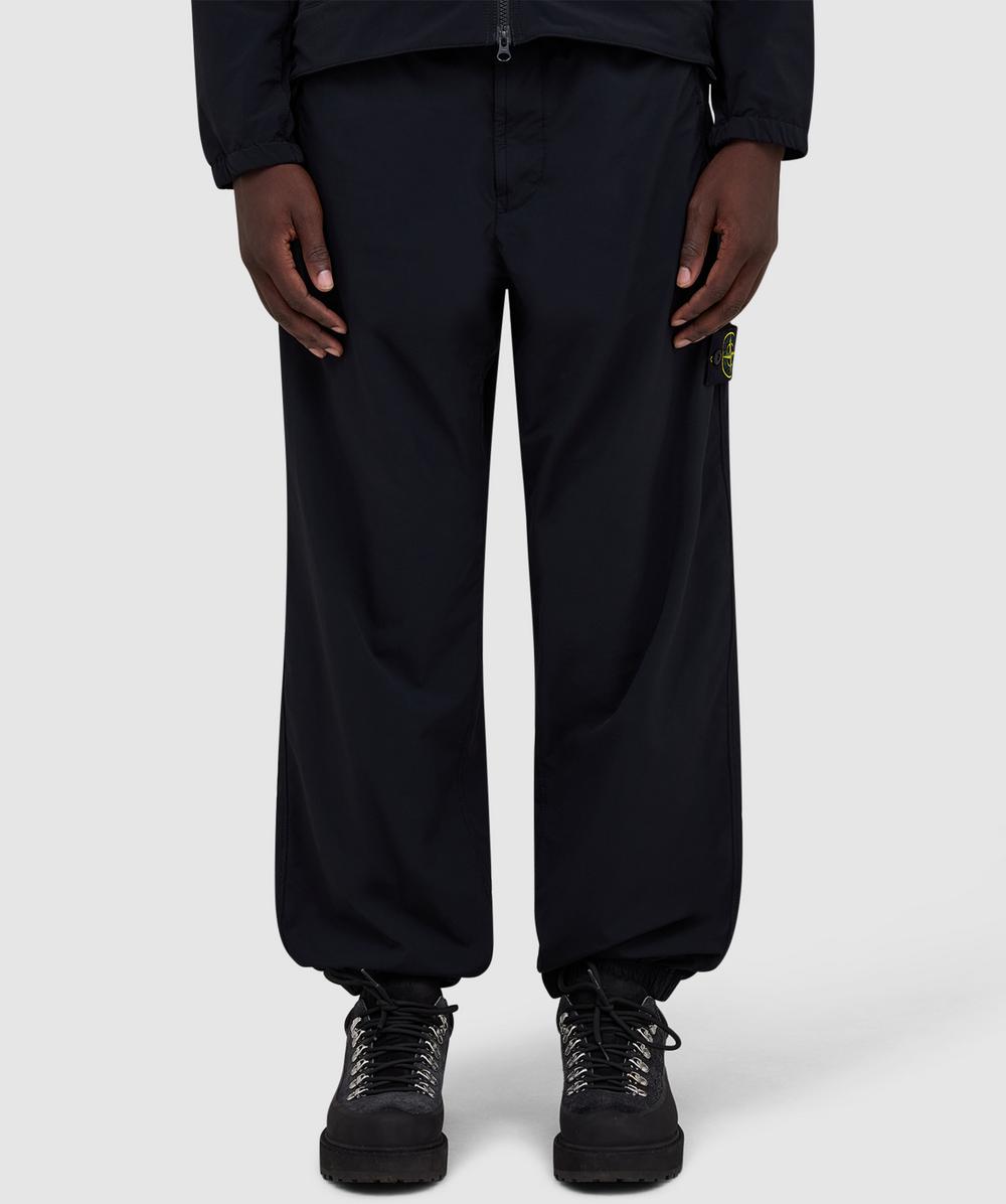 Stone Island Stretch Nylon Tech Fleece Pant In Black