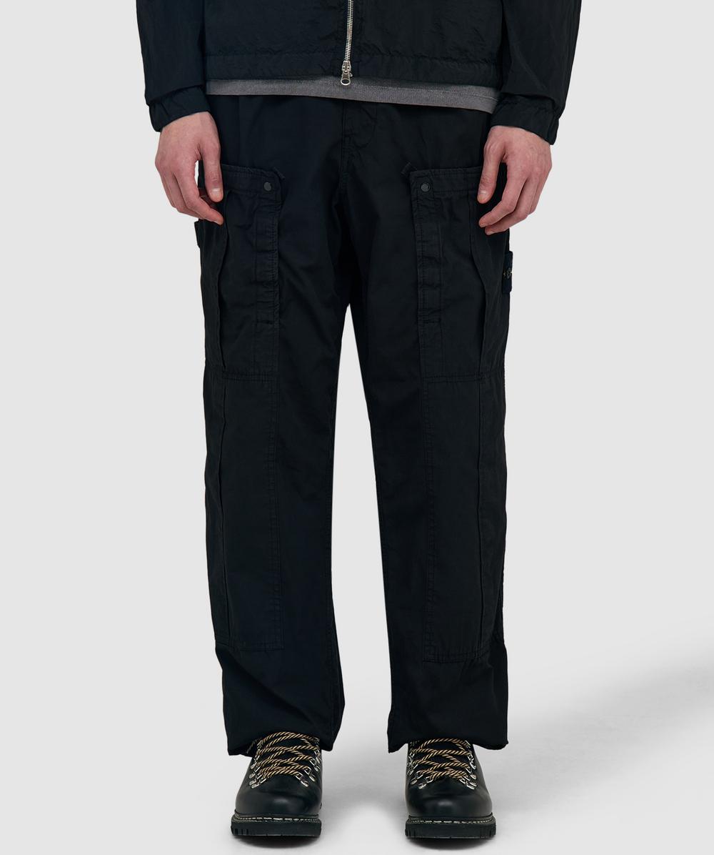 Stone Island Mercerised Organic Cotton Ripstop Pant In Black