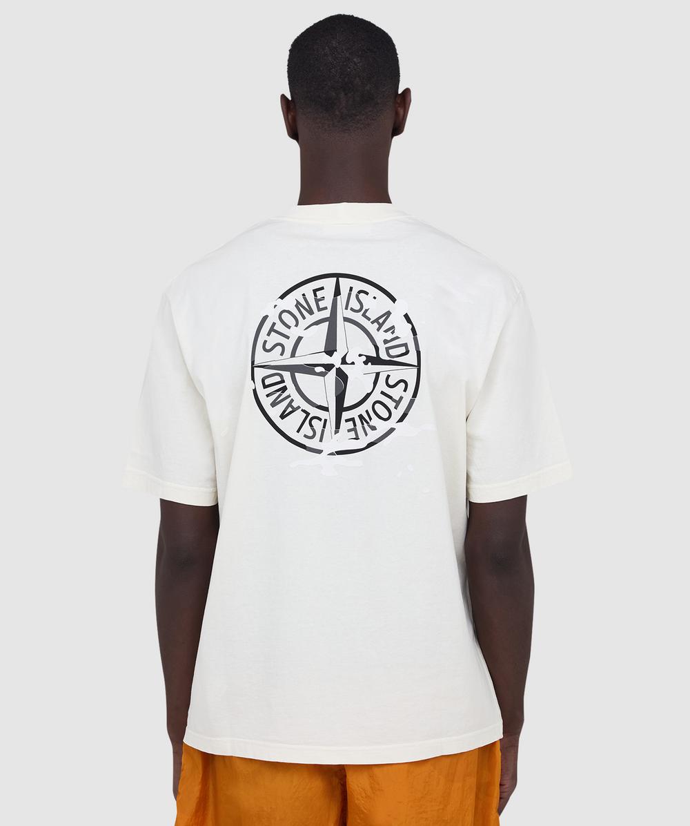 Stone Island Camo Compass print t-shirt | IVORY | SEVENSTORE