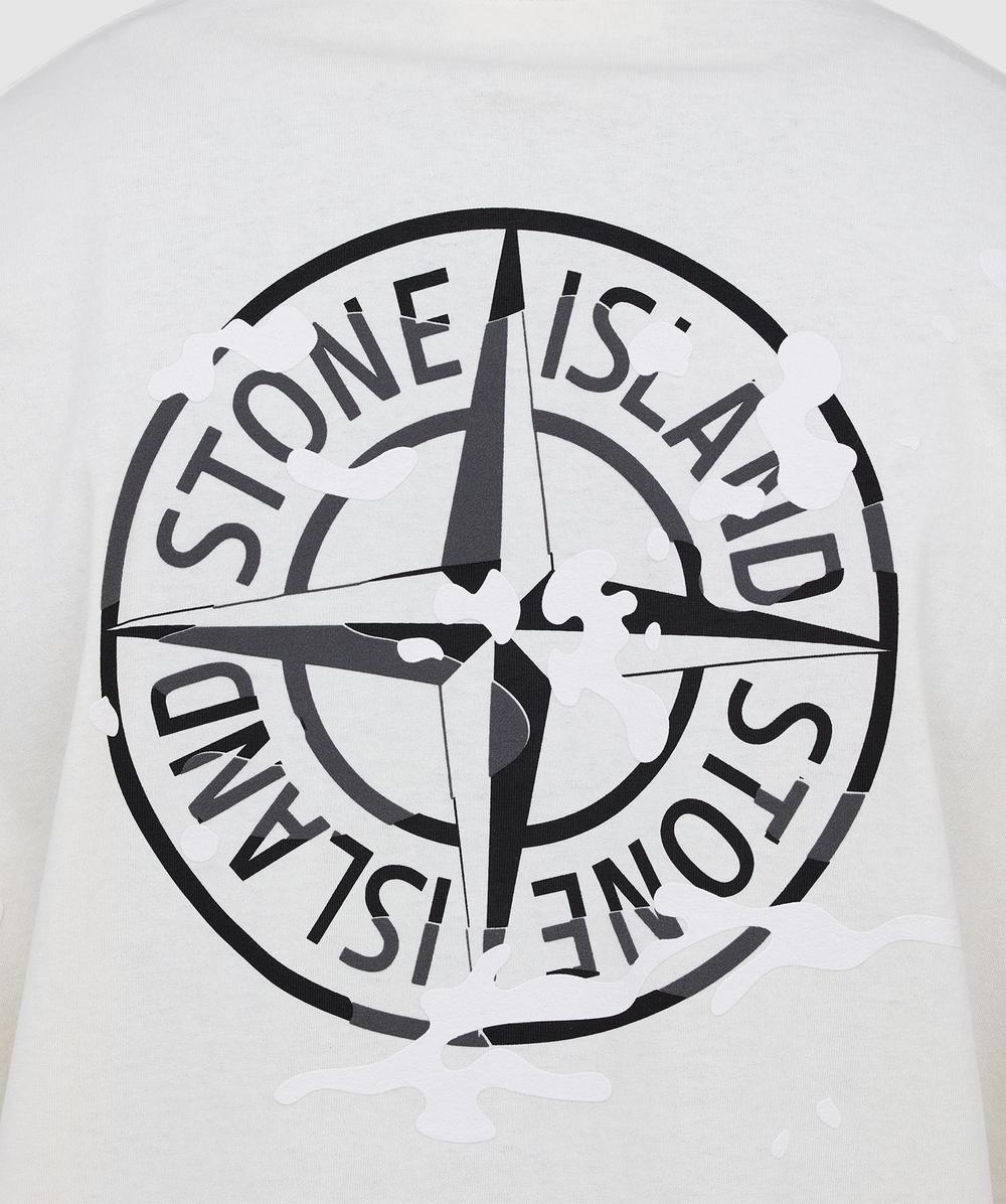 Stone Island Camo Compass print t-shirt | IVORY | SEVENSTORE