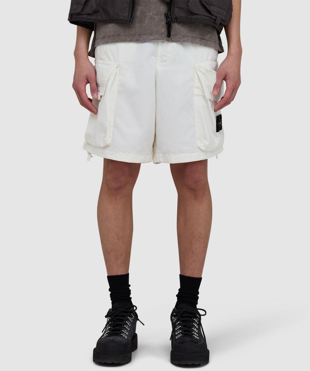 Stone Island Men's White Cargo Flap Pocket Short (Ivory - 34) - Size 34
