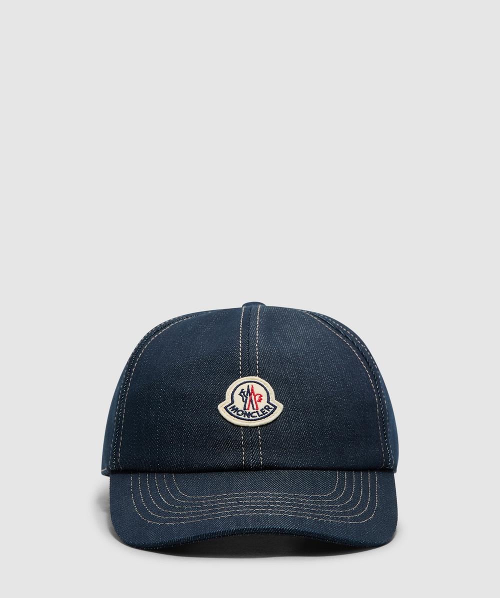 Moncler Unisex Blue Logo Denim Cap ( Denim - One Size) - Size One Size