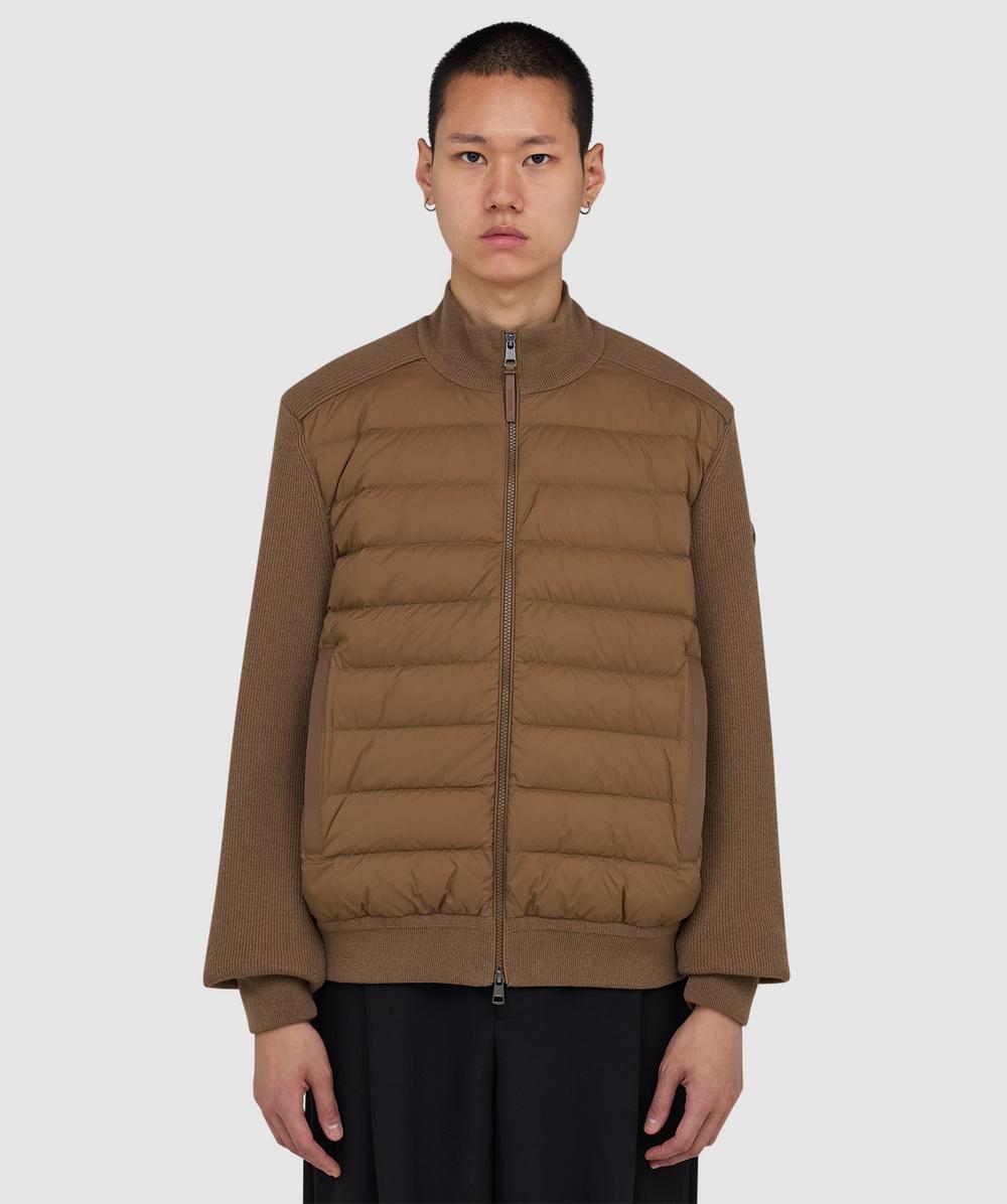 Moncler Men's Brown Wool And Cashmere Padded Cardigan ( - Xl) - Size Xl