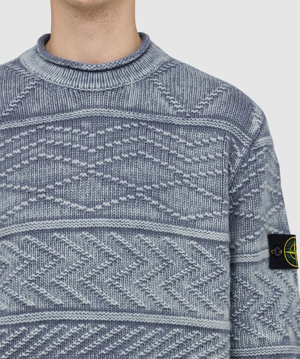 Stone Island Aran cashmere frosted sweater | BLUE | SEVENSTORE