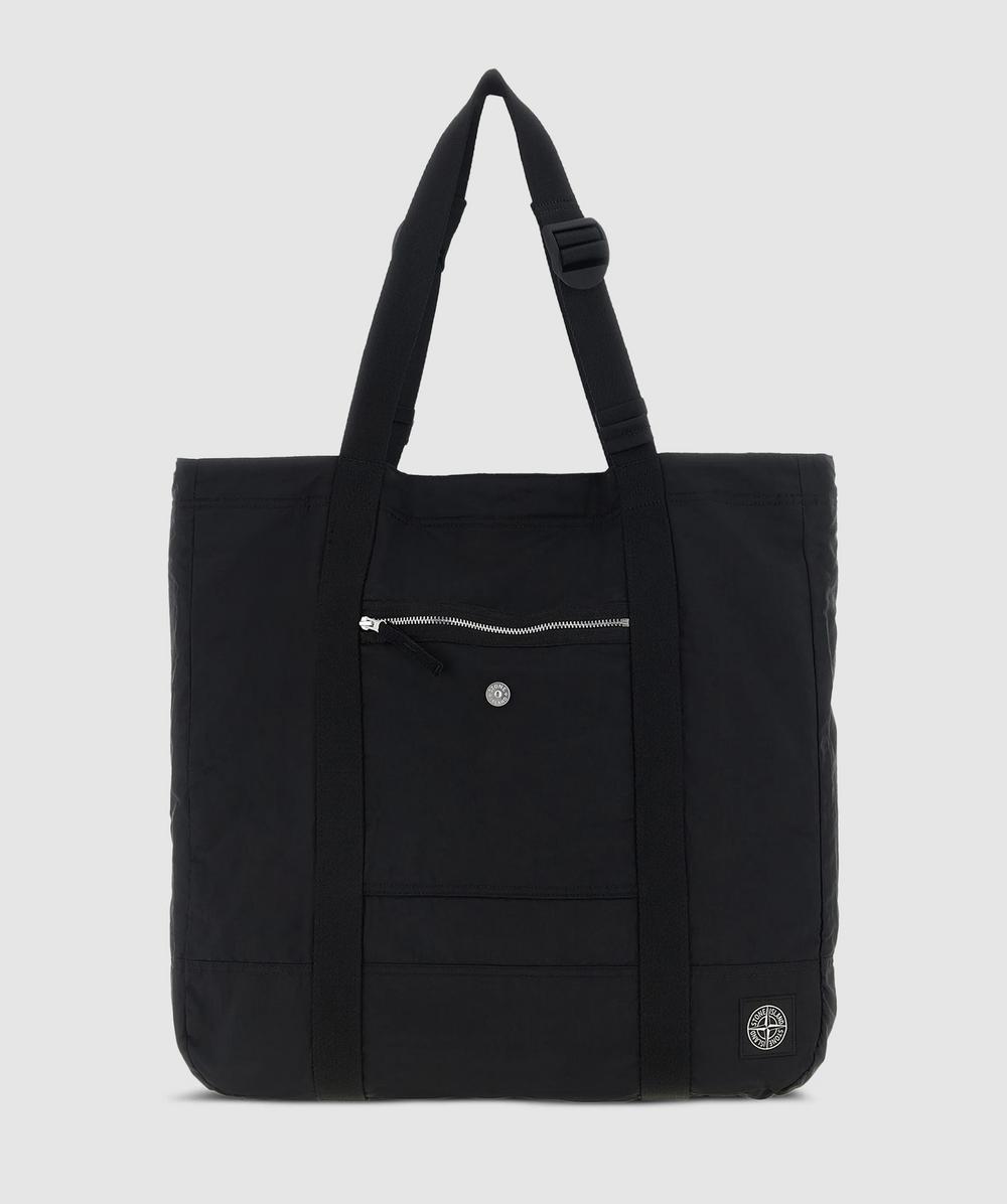 Stone Island Coated Metal Econyl Tote Bag (Black - One Size) - Size ONE SIZE, Unisex