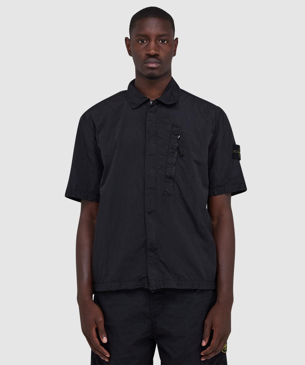 Stone Island Nylon Metal Econyl Overshirt In Black