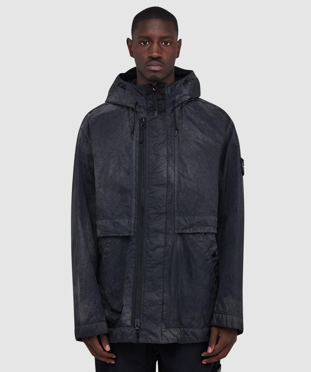 Stone Island Dense Nylon-Tc Hand Sprayed Reflective Jacket (Black - Xl) - Size XL, Male