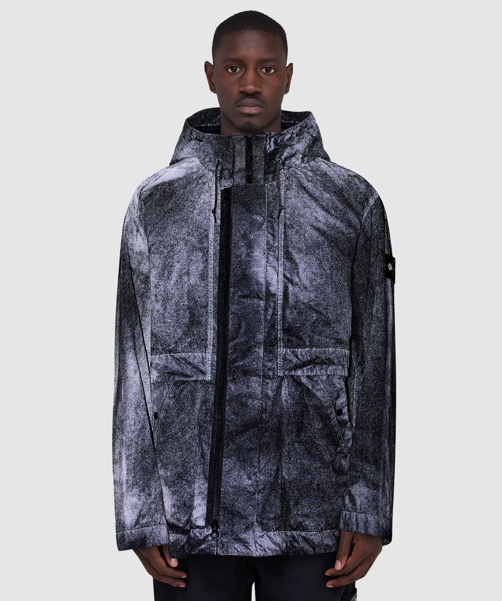 Stone Island Dense nylon-TC hand sprayed reflective jacket | BLACK