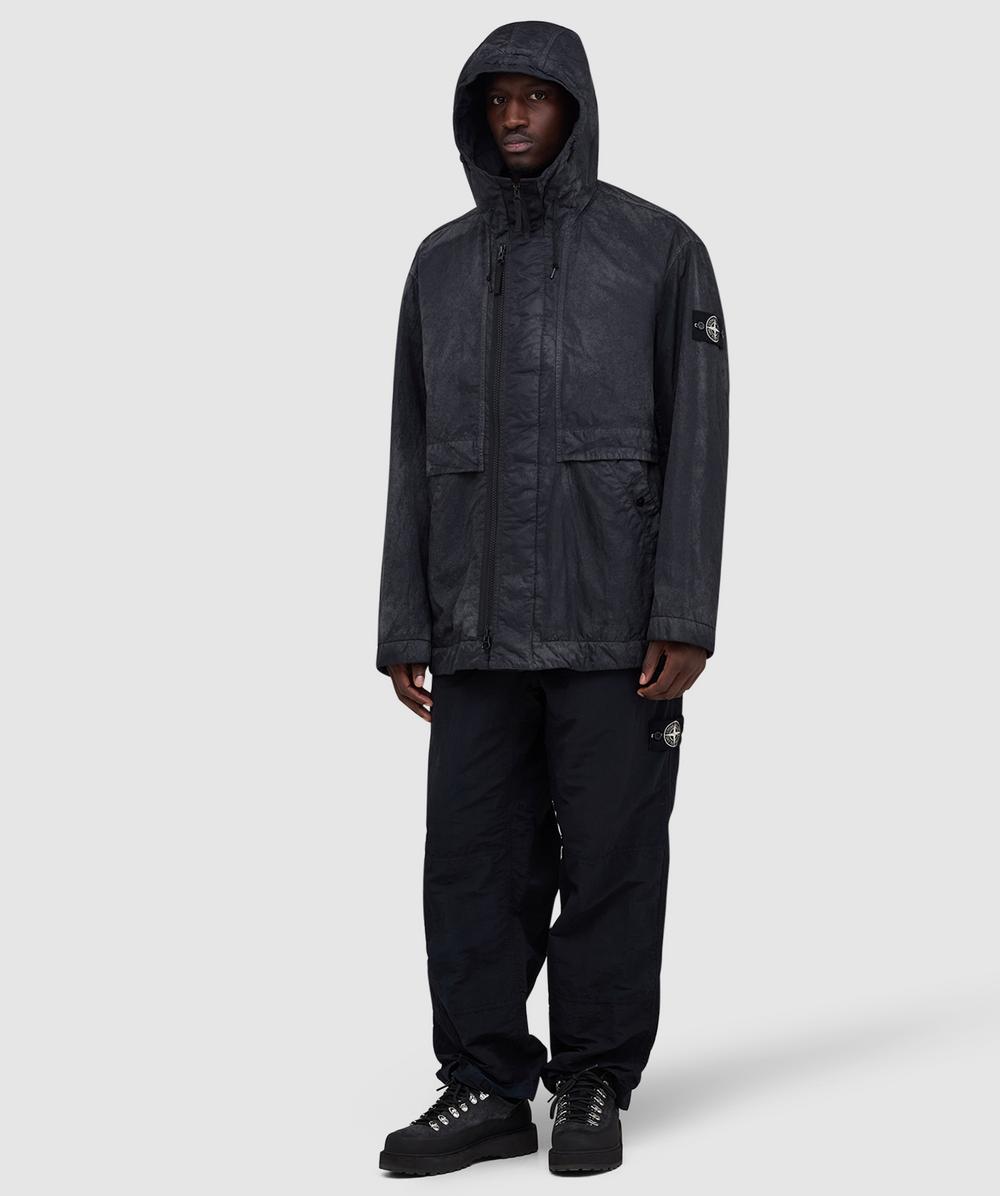 Stone Island Dense nylon-TC hand sprayed reflective jacket | BLACK