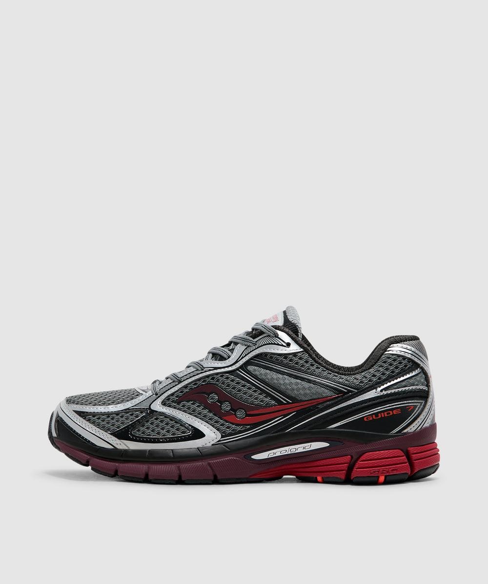 Saucony Men's Silver Progrid Guide 7 Sneaker (Silver/Maroon - 10) - Size 10