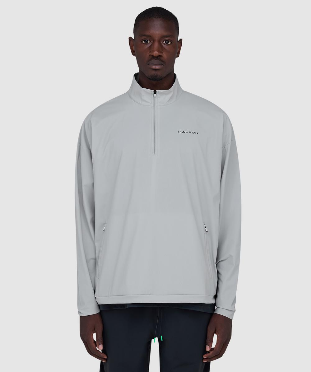 Malbon Golf  Performance Quarter Zip Shell Sweater In Silver