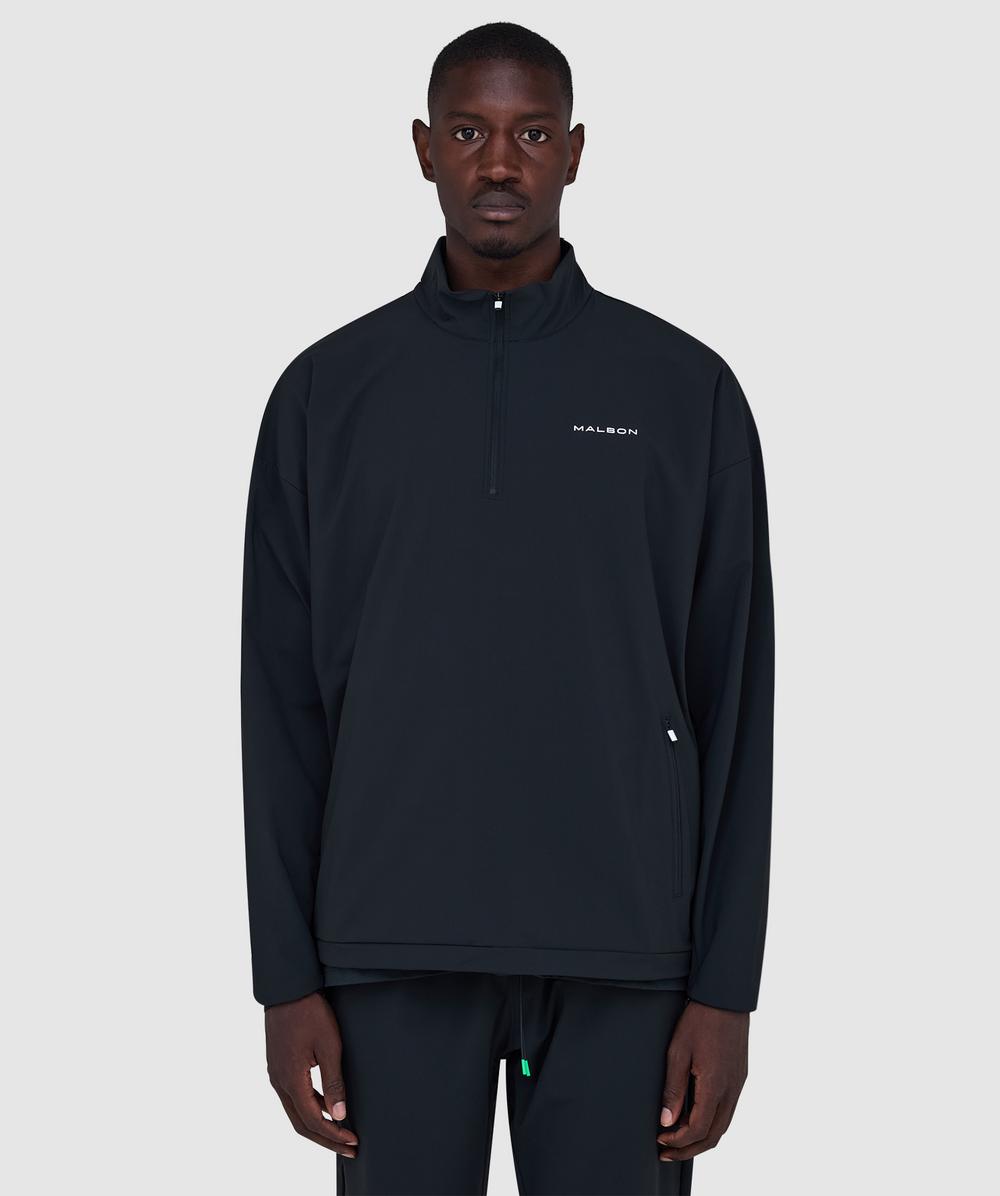 Malbon Golf  Performance Quarter Zip Shell Sweater In Black