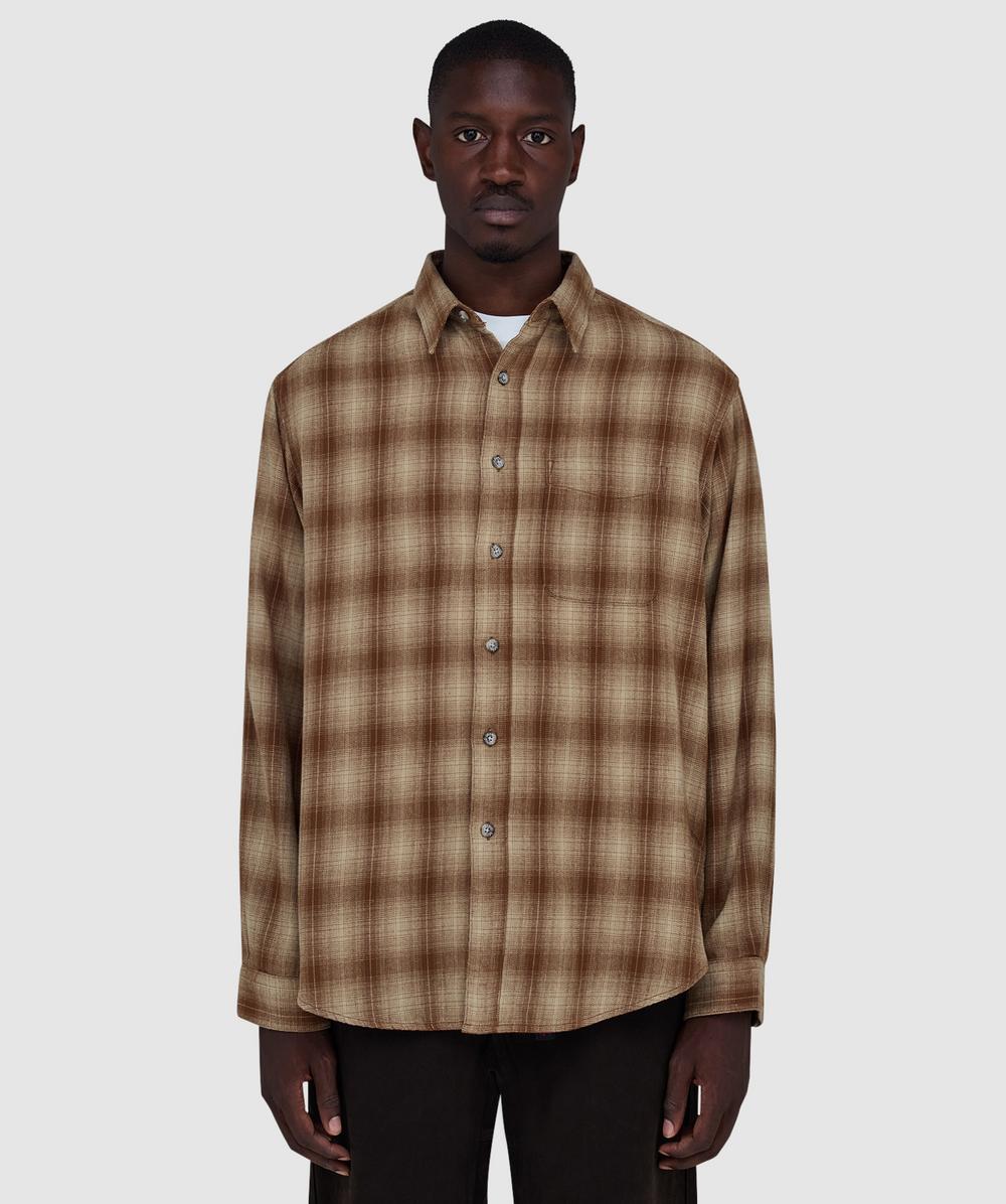 Gramicci Piled Flannel Shirt In Brown