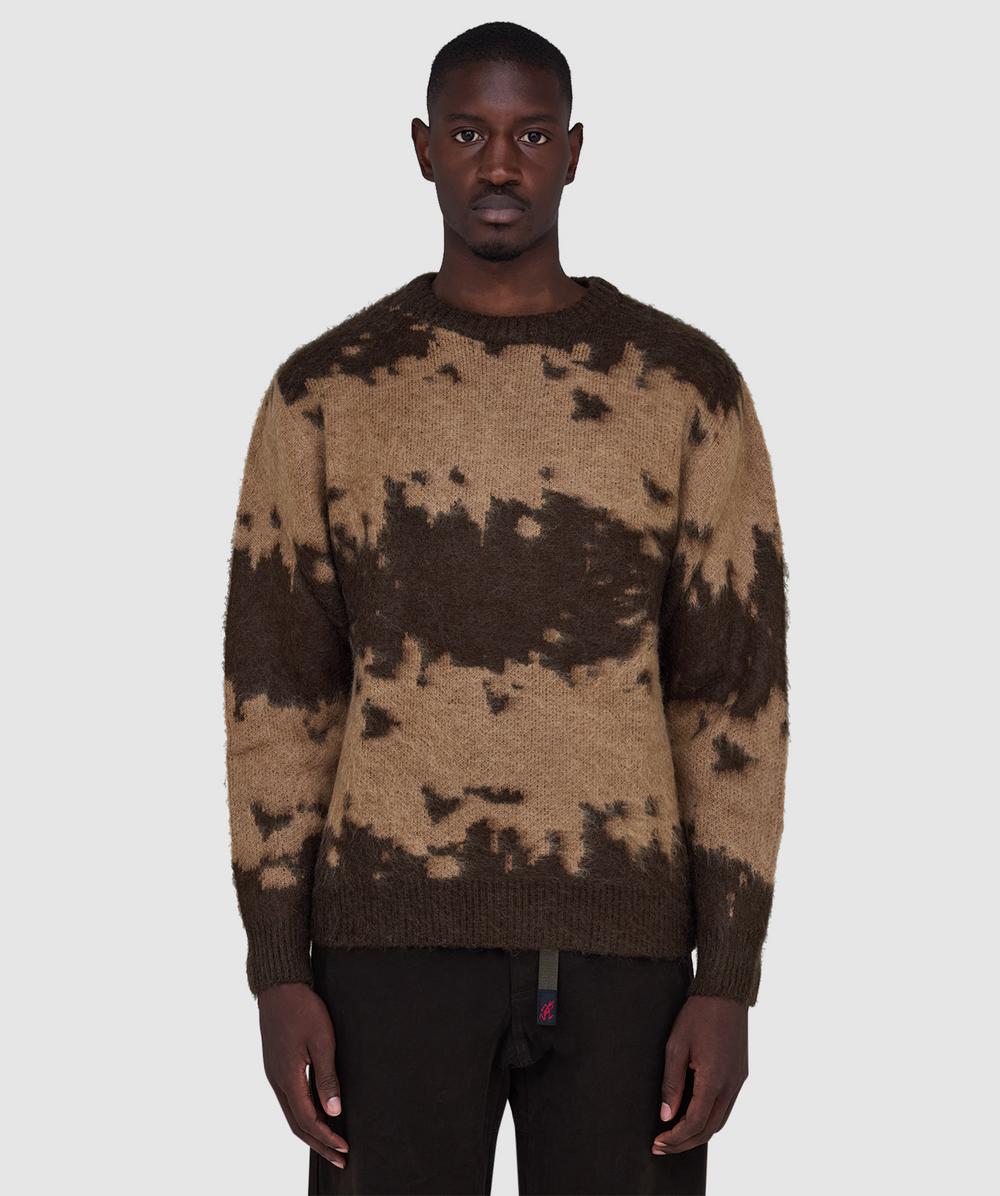 Gramicci Splatter-print Crew-neck Sweater In Brown