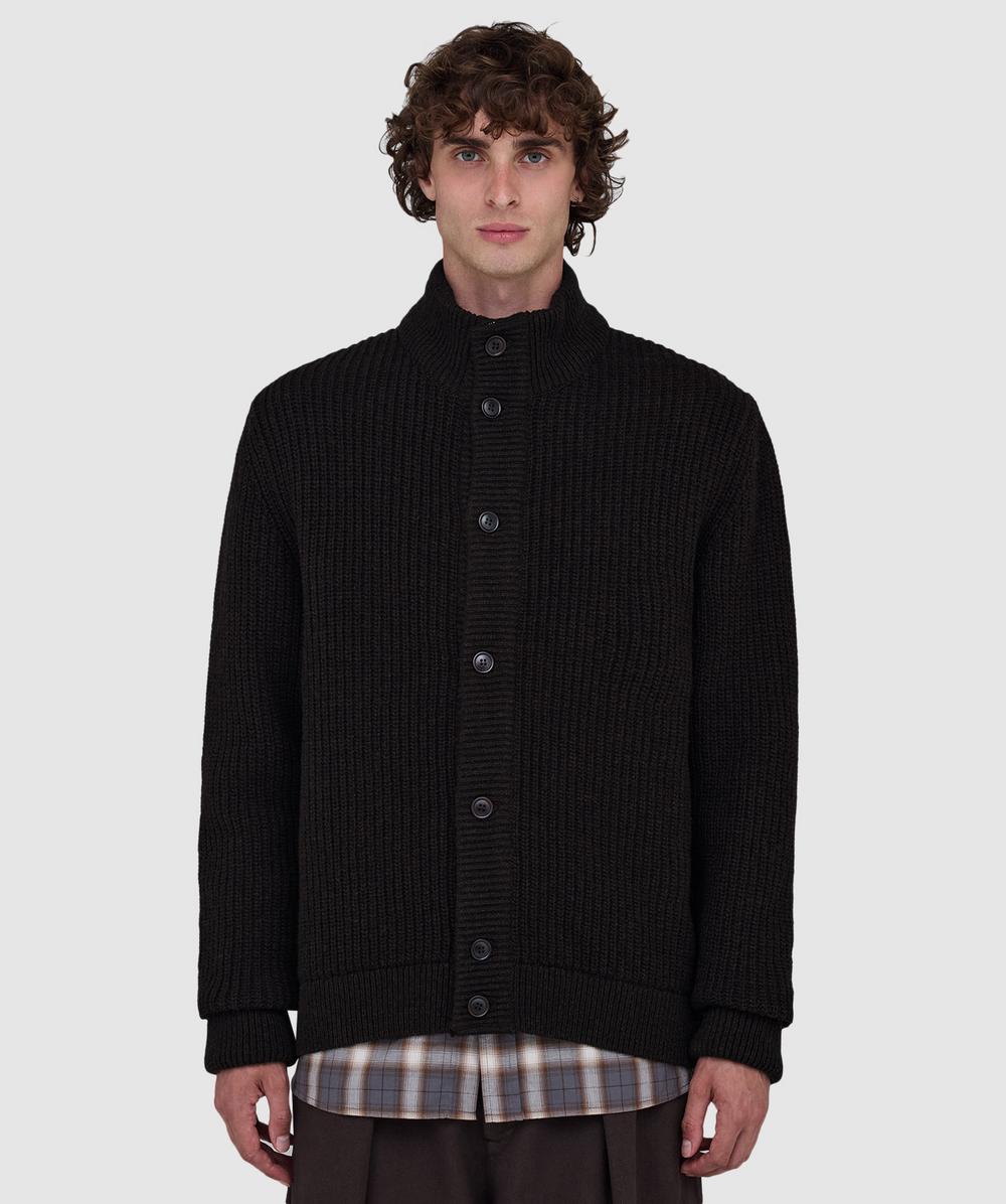 Barbour Mordale Knitted Button Through Sweater In Black