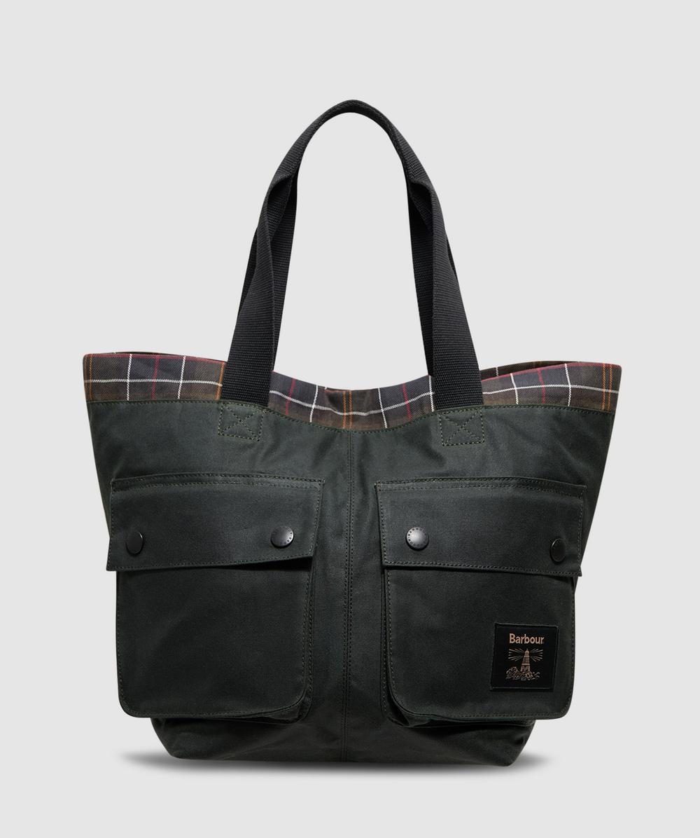 Barbour Field Wax Carry All Tote Bag In Green