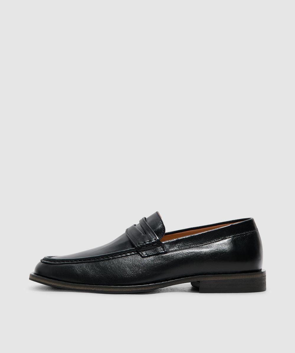 Our Legacy Unisex Beige Light Leather Loafer (True Dyed Black Leather - 44) - Size 44