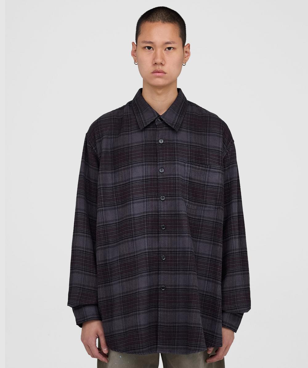 Our Legacy Men's Grey Above Shirt (Faded Nocturne Check Flannel - 48) - Size 48
