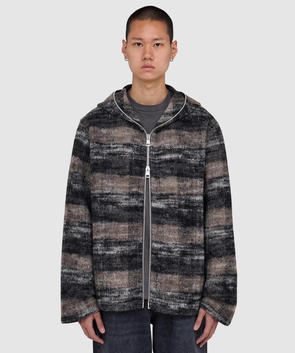 Our Legacy Men's Brown Hairy Wool Zip Hoodie (Night Woods Check Loftu Wool - 52) - Size 52