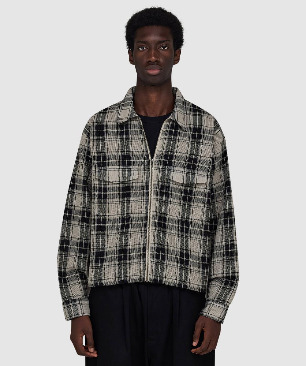 Beams Mesh Zip Shirt In Black